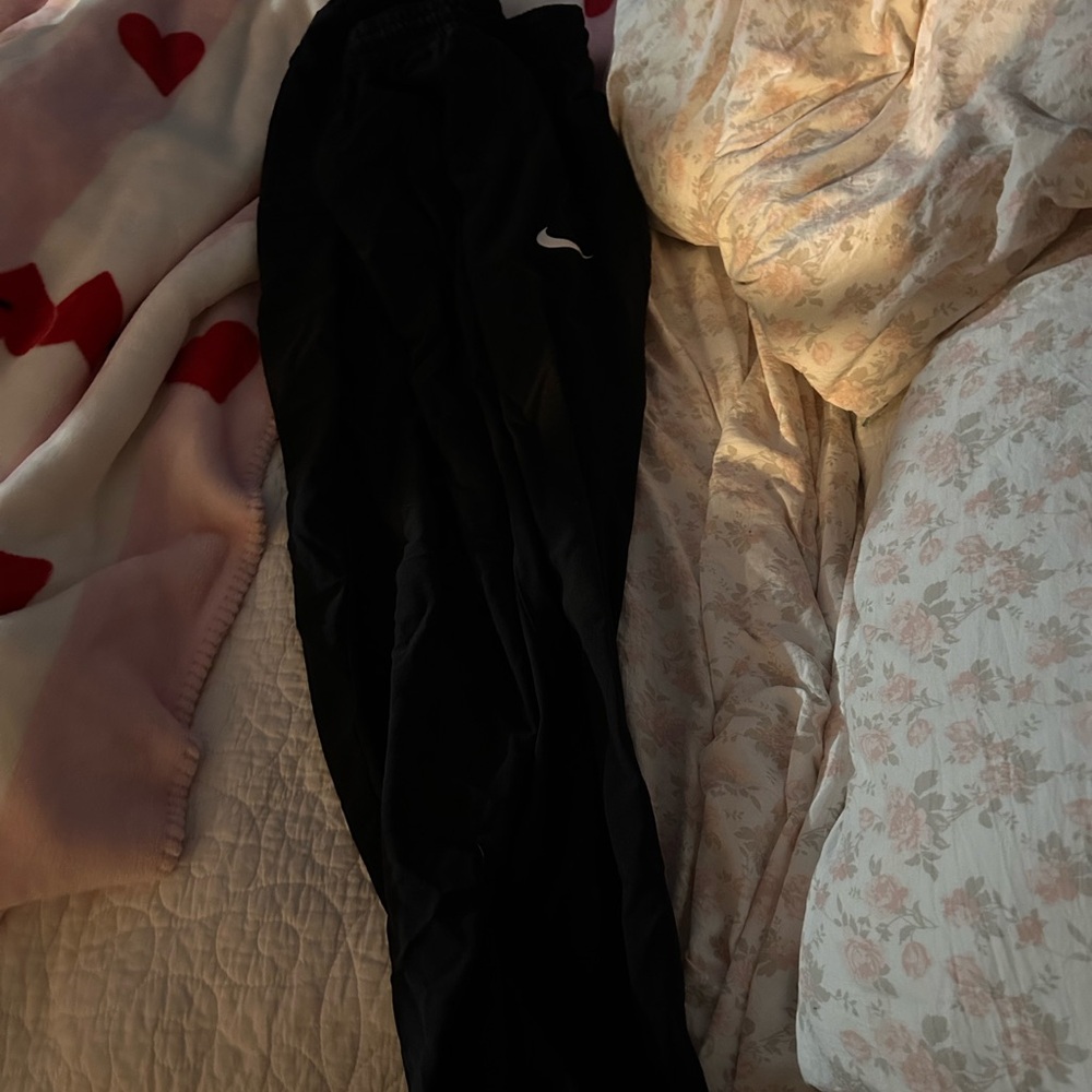 Black Track Pants with White Logo